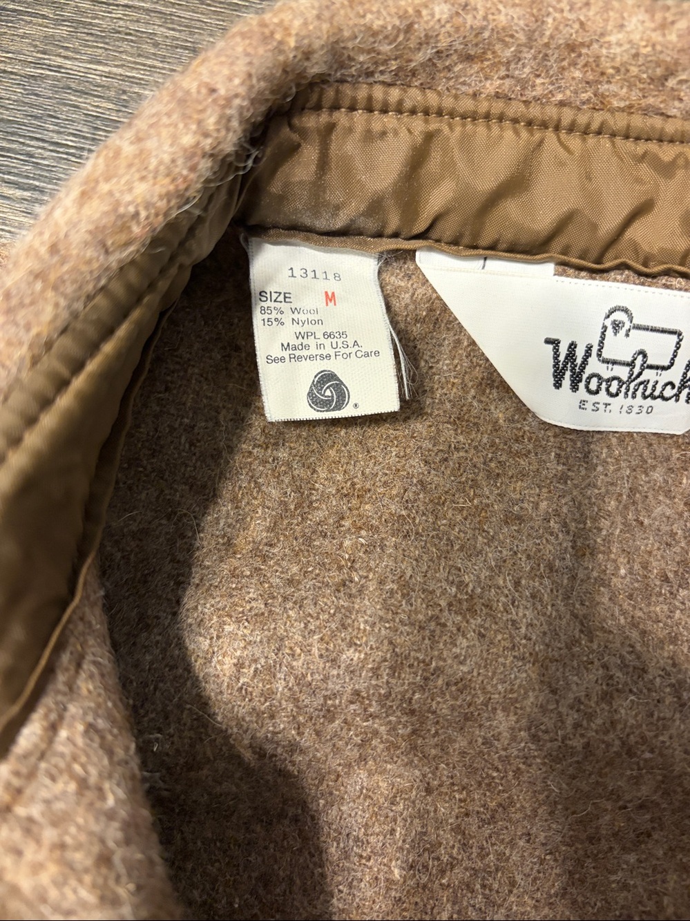 Vintage Woolrich Wool CPO Shirt Jacket Tan Beige Herringbone Mens M EUC - Picture 3 of 7